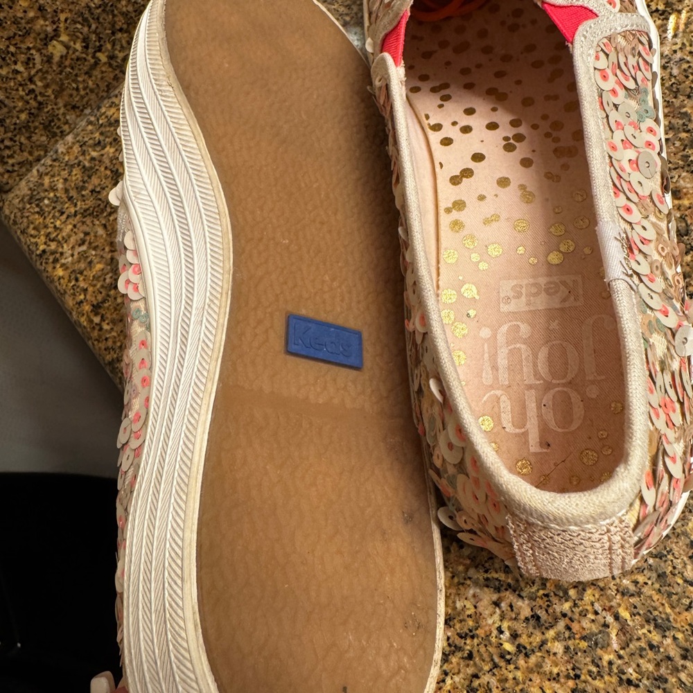 Keds Oh Joy Cream and Red Flats with Comfort Sole - Picture 5 of 6